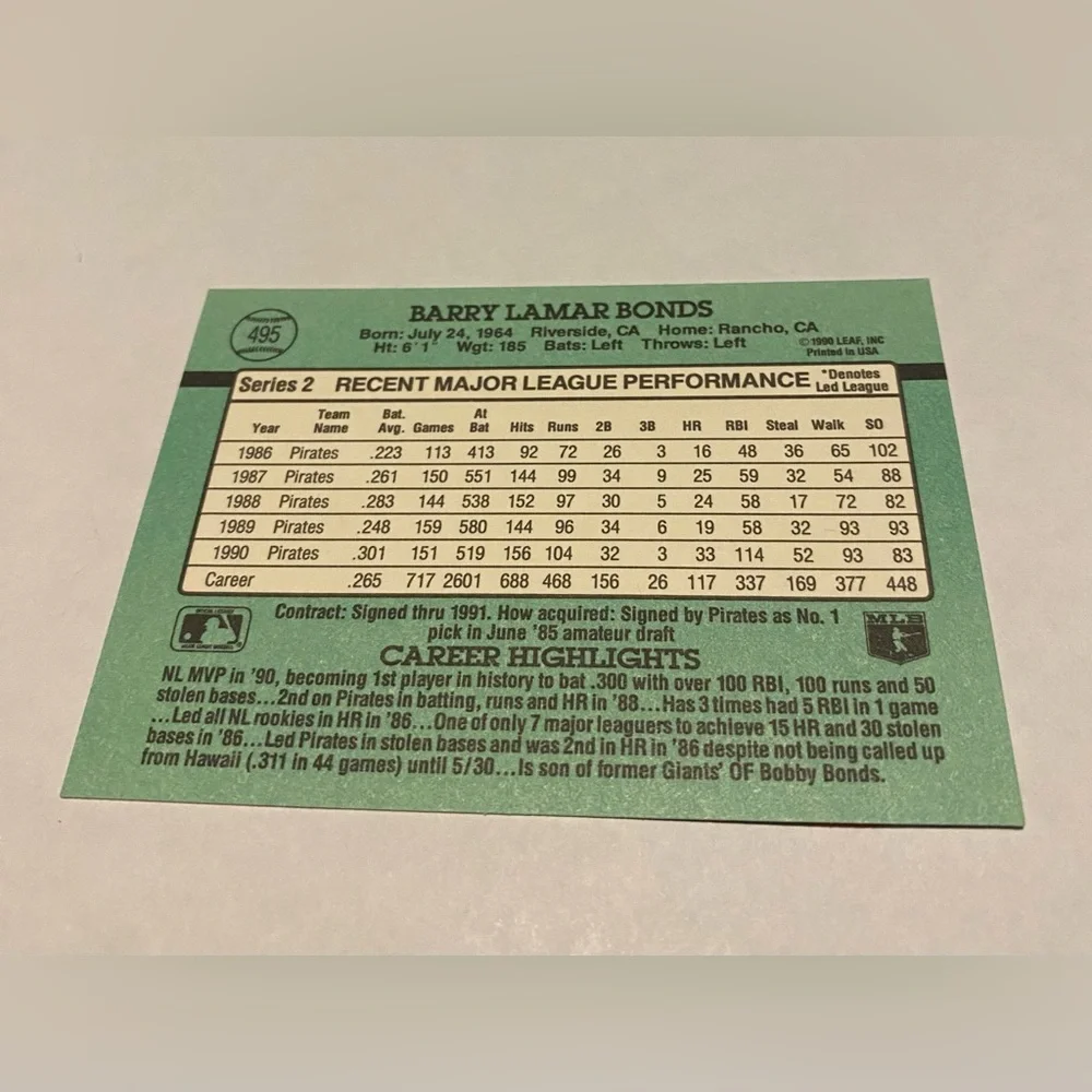 Donruss Baseball Card Leaf Inc. barry bonds